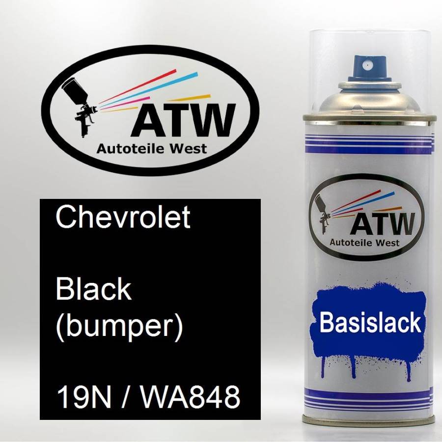 Chevrolet, Black (bumper), 19N / WA848: 400ml Sprühdose, von ATW Autoteile West.